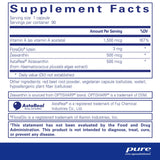 Text describing the ingredients: Vitamin A , FloraGlo Iutein, Zeaxanthin, AstaReal Astaxanthin.