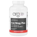 A Supplement container with the name Cal/Mag Plus with Vitamin D and Vitamin K2 MK-7 by Allergy Research Group.