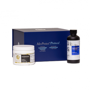 A supplement container of MerProtect™ (Protocol) Amalgam Dental Detox by Quicksilver