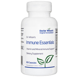 A supplement container of Immune Essentials by Doctor Wilsons