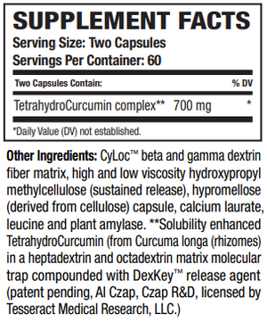 Supplement facts for TetraCumin-SR - (Slow Release)