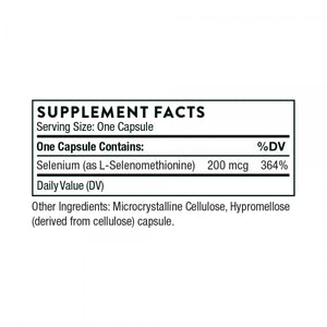 Ingredients including Selenium, L-Selenomethionine.