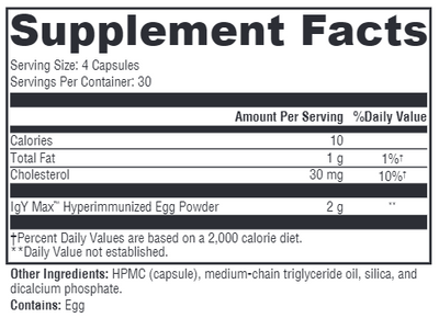 Supplement facts for IG 26 DF Capsules