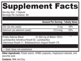 thi is an image of the ingredients list for Probio Defense