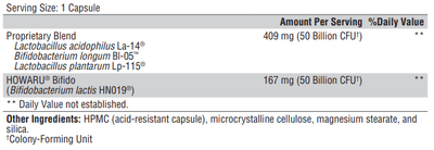 Supplement facts for ProbioMax DF 100B