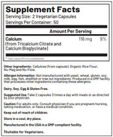 Supplement facts for Calcium2 listing ingredients including Calcium, Calcium citrate