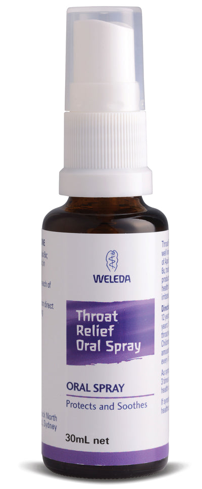 A supplement container of Throat Relief Oral Spray by Weleda