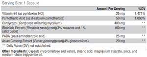 Supplement facts for Adrenal Essence
