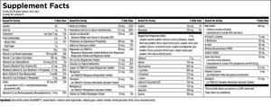 Supplement facts for PaleoCleanse Plus (Strawberry Vanilla Flavour) listing ingredients including ApplePhenom® Apple Polyphenols Extract, Beef, Beet Powder, Beet extract, Beta Vulgaris