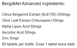 Supplement facts for BergaMet Advanced
