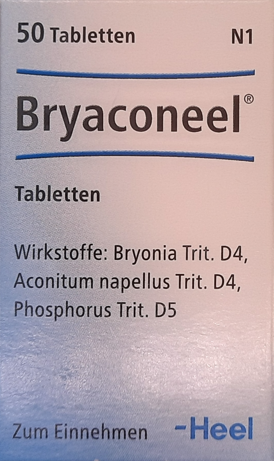 A supplement container of Bryaconeel Tablets 50 by Heel