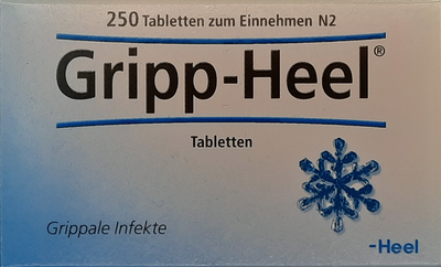 A supplement container of Gripp Heel Tablets 250 by Heel
