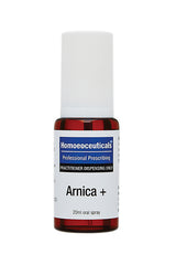 A supplement container of Arnica + Spray 20ml by BioMedica Homoeoceuticals