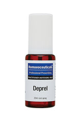 A supplement container of Deprel Spray 20ml by BioMedica Homoeoceuticals