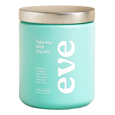 A supplement container of Take Me With The Pill by Eve