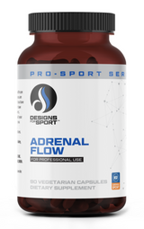 A bottle with the name Adrenal Flow by Designs for Sport