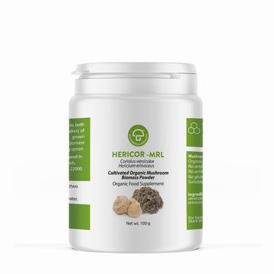 A supplement container of Hericor-MRL™ by Mycology Research Laboratories