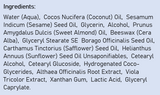 Supplement facts for White Mallow Face Cream listing ingredients including Althaea officinalis, Beeswax, Caprylic acid, Cetyl Alcohol, Coconut Oil