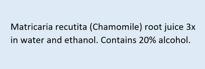 Supplement facts for Baby Colic Drops listing ingredients including Chamomile, Matricaria Recutita, Matricaria chamomilla