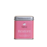 A supplement container of Restore Premium Herbal Tea by Enhanced Wellbeing