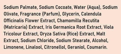 Supplement facts for Calendula Soap listing ingredients including Brown Rice, Calendula Extract, Cetyl Alcohol, Chamomile, Coumarin