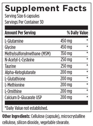 Supplement facts for Amino-D-Tox