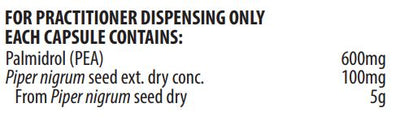 Supplement facts for PEA Pro 600