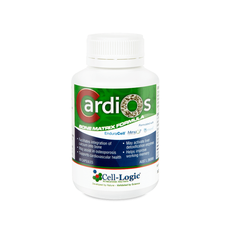 A supplement container of CardiOS 60 caps by Cell Logic