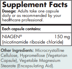 Supplement facts for Tru Niagen - 60  or 120 Capsules