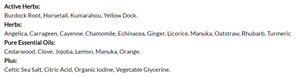 Supplement facts for General Tonic listing ingredients including Angelica Sinensis, Angelica sinensis, Blood orange, Burdock extract, Capsicum annum