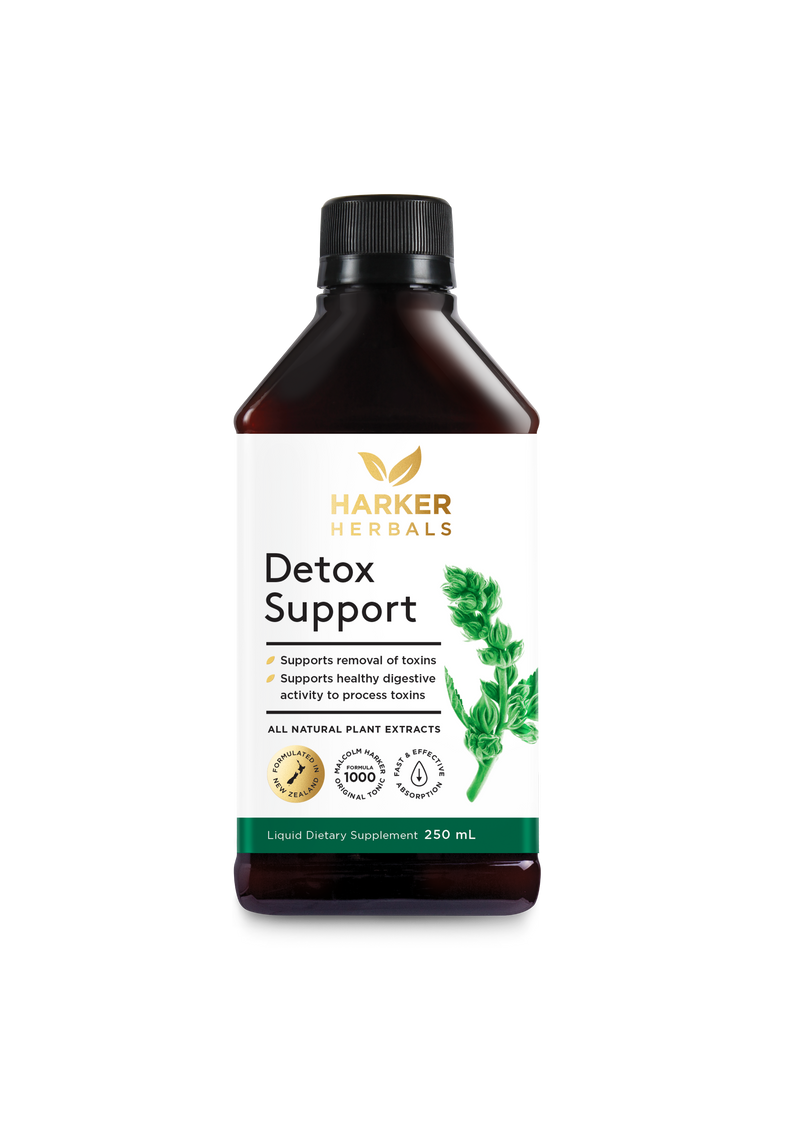 A supplement container of Detox Support by Harker Herbals