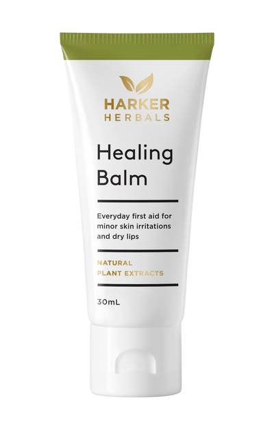 A supplement container of Healing Balm 30ml by Harker Herbals