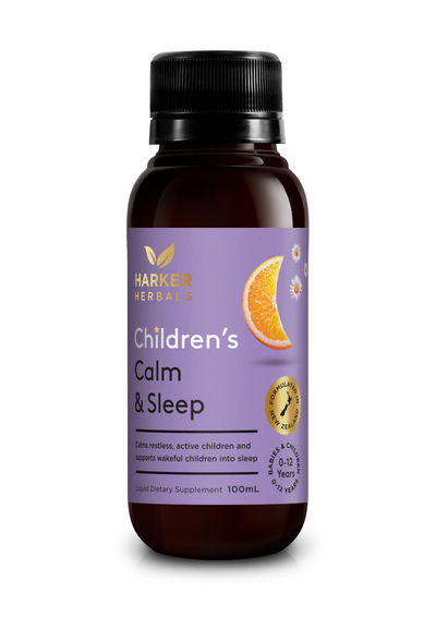 A supplement container of Children's Calm & Sleep by Harker Herbals