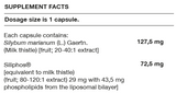 Supplement facts for Milk Thistle Bioactive