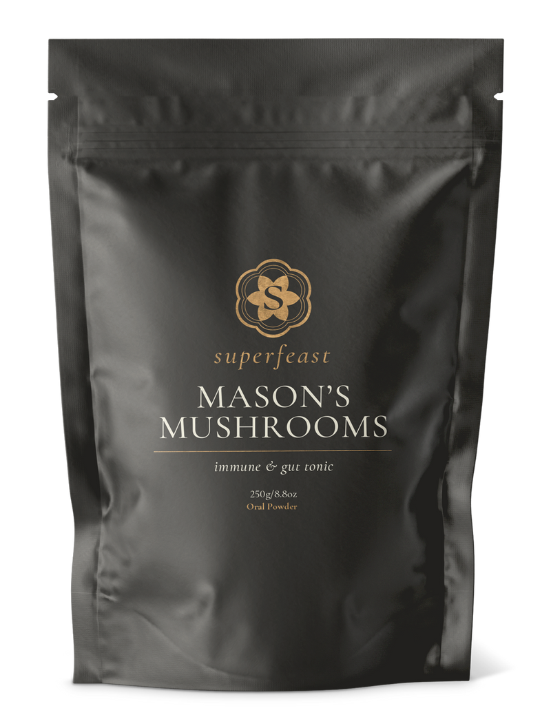 A supplement container of Masons Mushrooms - 250g by SuperFeast