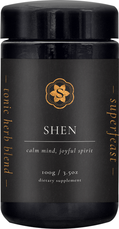 A supplement container of SHEN by SuperFeast