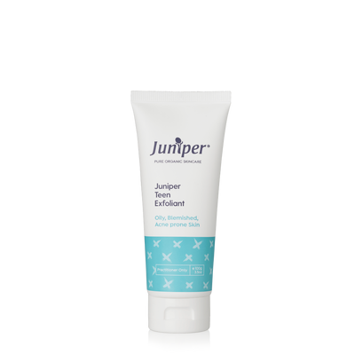 A supplement container of Juniper Teen Exfoliant 100g by Juniper