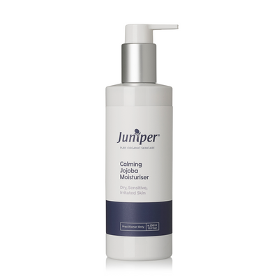 A supplement container of Calming Jojoba Moisturiser 250ml by Juniper