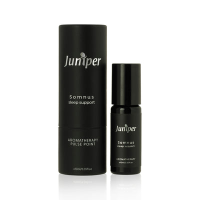 A supplement container of Somnus Aromatherapy Blend 10ml by Juniper