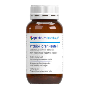 A supplement container of ProbioFlora Reuteri 60 capsules by SpectrumCeuticals