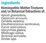 Supplement facts for hb#09 Detoxa (Detoxification) 50ml listing ingredients including Apium graveolens, Capsicum annum, Centella Asiatica Gotu Kola, Eleutherococcus Senitcosus, Glycyrrhiza glabra