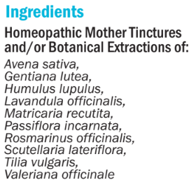 Supplement facts for hbE (Emotional Stress) 50ml listing ingredients including Gentian Lutea, Humulus lupulus, Lavender Extract, Matricaria chamomilla, Passionflower (Passiflora incarnata)