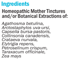 Supplement facts for hbK (Kidney) 50ml listing ingredients including Arctostaphylos, Corn extract (Zea mays), Crataegus monogyna, Dandelion (Taraxacum officinale)