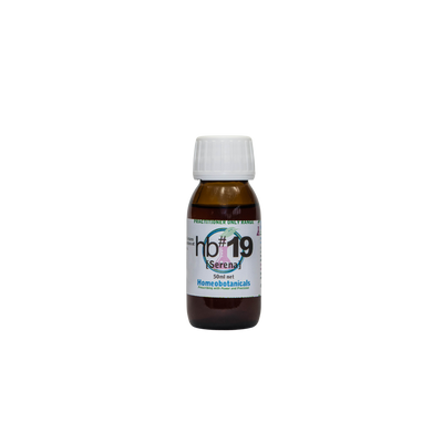 A supplement container of hb#19 Serena (Stress & Insomnia) 50ml by Homeobotanicals