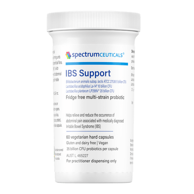 A supplement container of IBS Support 60 caps by SpectrumCeuticals