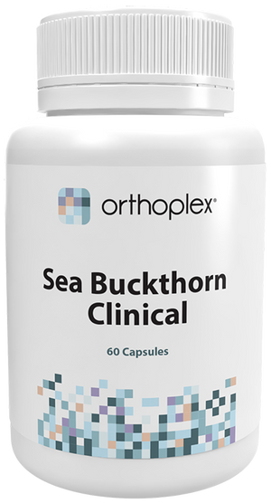 A supplement container of Seabuckthorn Clinical 60 capsules by Orthoplex