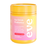 A supplement container of Gut Drink Probiotics by Eve