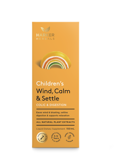 A supplement container of Children's Wind, Calm & Settle 150ml by Harker Herbals