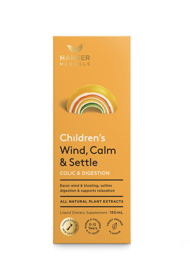 A supplement container of Children's Wind, Calm & Settle 150ml by Harker Herbals