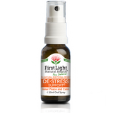 A supplement container of De-Stress Support (Inner Peace and Calm) 20ml by First Light Natural Health
